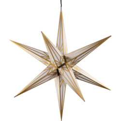 Haßlauer Weihnachtsstern für Innen und Außen weiß mit Goldmuster inkl. Beleuchtung - 75 cm