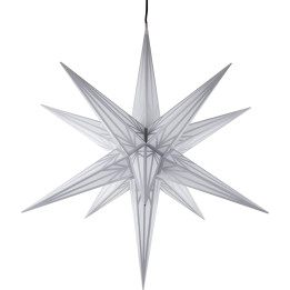 Hasslau Christmas Star - White with Silver Pattern and Lighting - 75 cm / 30 inch -  Inside/Outside Use