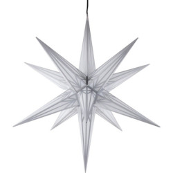 Hasslau Christmas Star - White with Silver Pattern and Lighting - 75 cm / 30 inch -  Inside/Outside Use