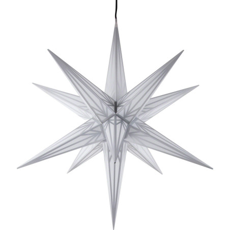 Haßlauer Weihnachtsstern für Innen und Außen weiß mit Silbermuster inkl. Beleuchtung - 75 cm