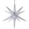 Hasslau Christmas Star - White with Silver Pattern and Lighting - 75 cm / 30 inch -  Inside/Outside Use