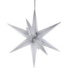 Hasslau Christmas Star - White with Silver Pattern and Lighting - 75 cm / 30 inch -  Inside/Outside Use