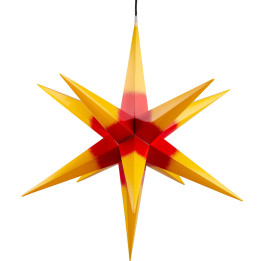 Hasslau Christmas Star - Yellow with Red Core and Lighting - 75 cm / 30 inch -  Inside/Outside Use