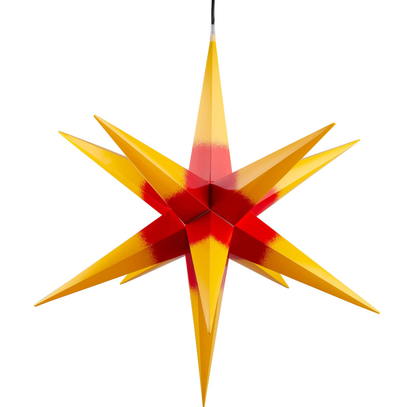 Hasslau Christmas Star - Yellow with Red Core and Lighting - 75 cm / 30 inch -  Inside/Outside Use