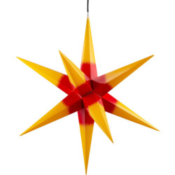 Hasslau Christmas Star - Yellow with Red Core and Lighting - 75 cm / 30 inch -  Inside/Outside Use