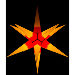 Hasslau Christmas Star - Yellow with Red Core and Lighting - 75 cm / 30 inch -  Inside/Outside Use