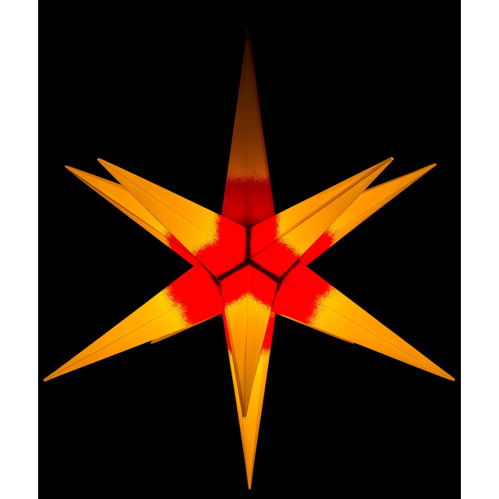 Hasslau Christmas Star - Yellow with Red Core and Lighting - 75 cm / 30 inch -  Inside/Outside Use