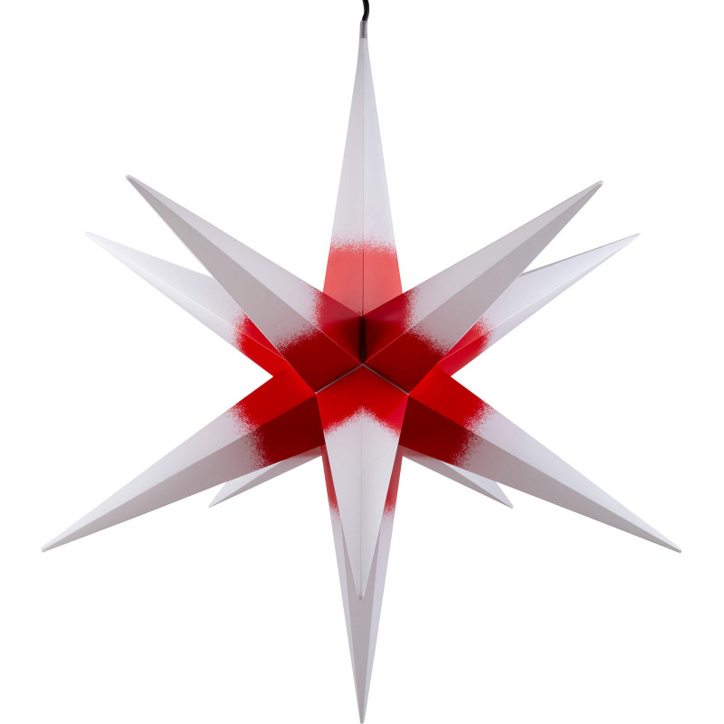 Hasslau Christmas Star - White with Red Core and Lighting - 75 cm / 30 inch -  Inside/Outside Use