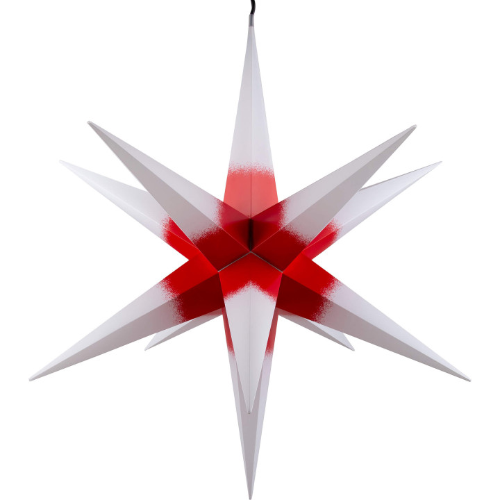 Hasslau Christmas Star - White with Red Core and Lighting - 75 cm / 30 inch -  Inside/Outside Use