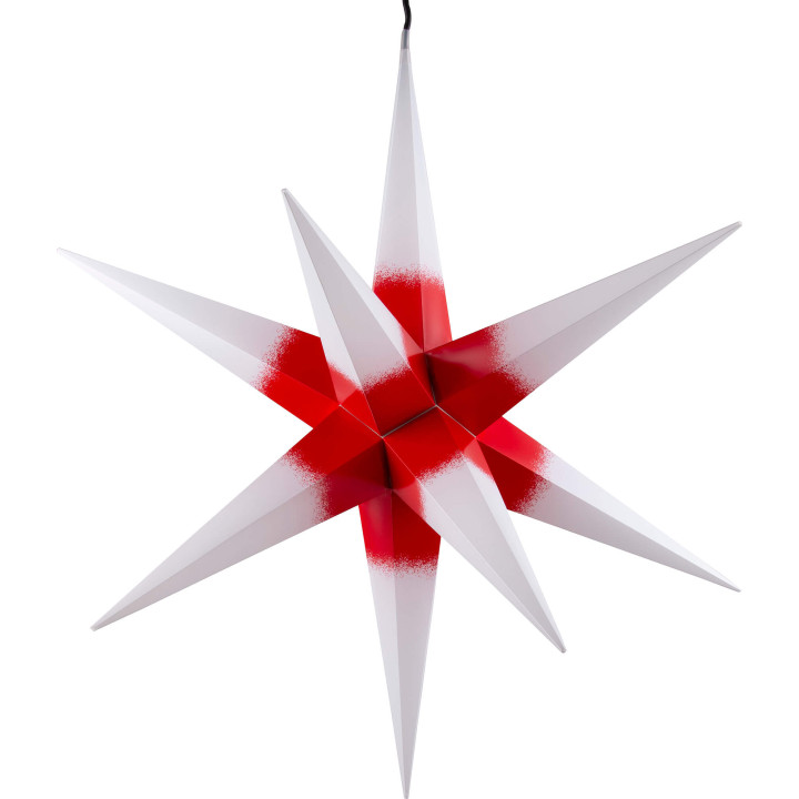 Hasslau Christmas Star - White with Red Core and Lighting - 75 cm / 30 inch -  Inside/Outside Use