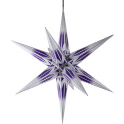 Haßlauer Weihnachtsstern für Innen und Außen lila/weiß mit Silbermuster inkl. Beleuchtung - 75 cm