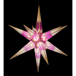Hasslau Christmas Star - Purple/White with Silver Pattern and Lighting - 75 cm / 30 inch -  Inside/Outside Use