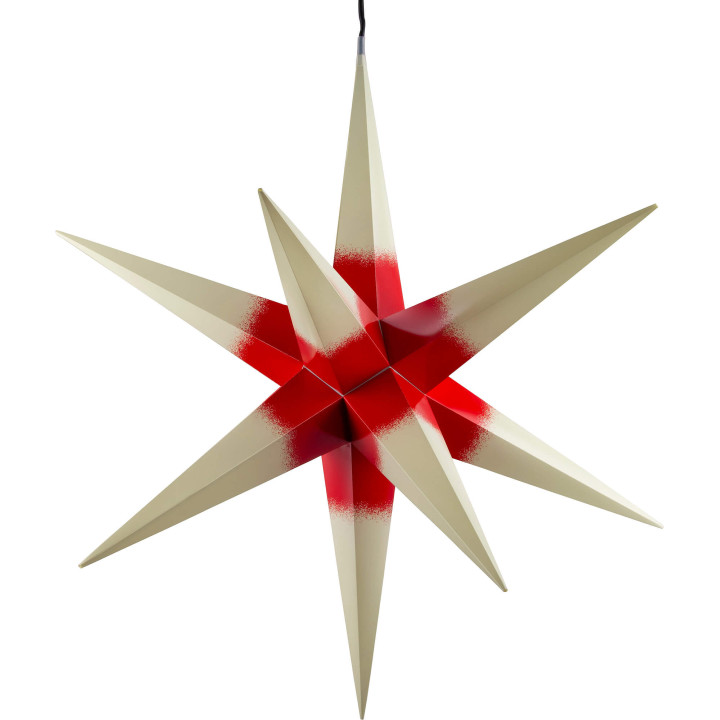 Hasslau Christmas Star - Creme with Red Core and Lighting - 75 cm / 30 inch -  Inside/Outside Use