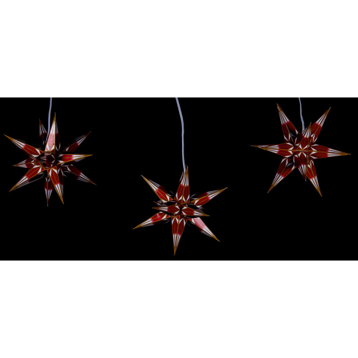 Haßlauer Weihnachtsstern 3er-Set Ministern für Innen rot/weiß mit Goldmuster - 16 cm