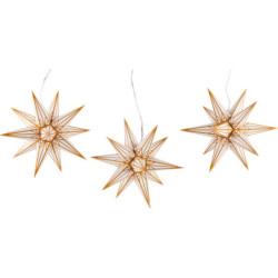 Hasslau Christmas Star Set of Three for Inside Use White with Golden Pattern - 16 cm / 6.3 inch