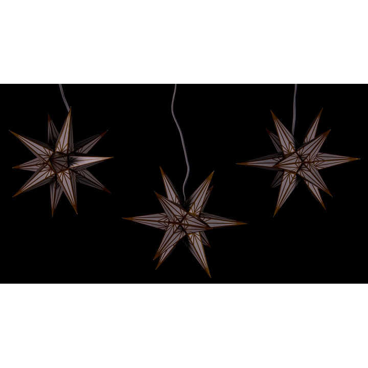 Haßlauer Weihnachtsstern 3er-Set Ministern für Innen weiß mit Goldmuster - 16 cm