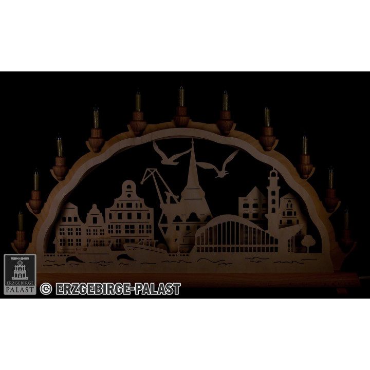 Schwibbogen Rostock Warnemünde - 68x35 cm