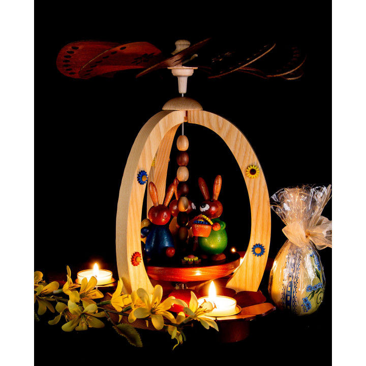 1-Tier Easter Pyramid with three Bunnies - 30 cm / 11.8 inch