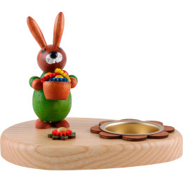 Tea Light Holder - Bunny with Flowerpot - 10 cm / 3.9 inch