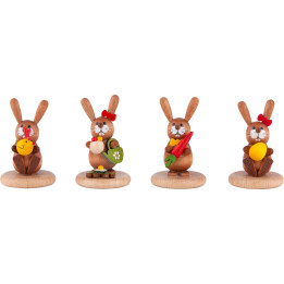Bunnies - 4 pcs. - Chick, Watering Can, Carrot and Egg - 5 cm / 2 inch