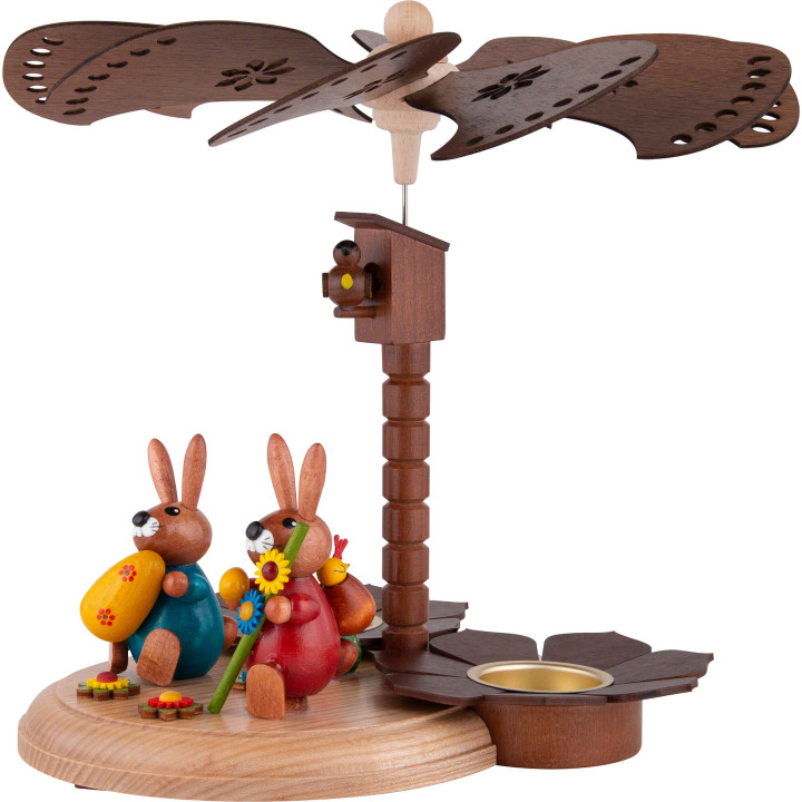 1-Tier Easter Pyramid with two Bunnies and Egg - 20 cm / 7.9 inch