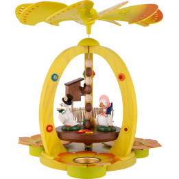 1-Tier Easter Pyramid Yellow with two Ducks - 30 cm / 11.8 inch