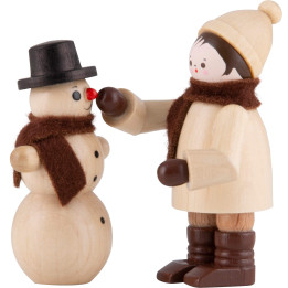Thiel-Figur Schneemannbauer mit Schneemann - natur - 2-teilig - 6 cm