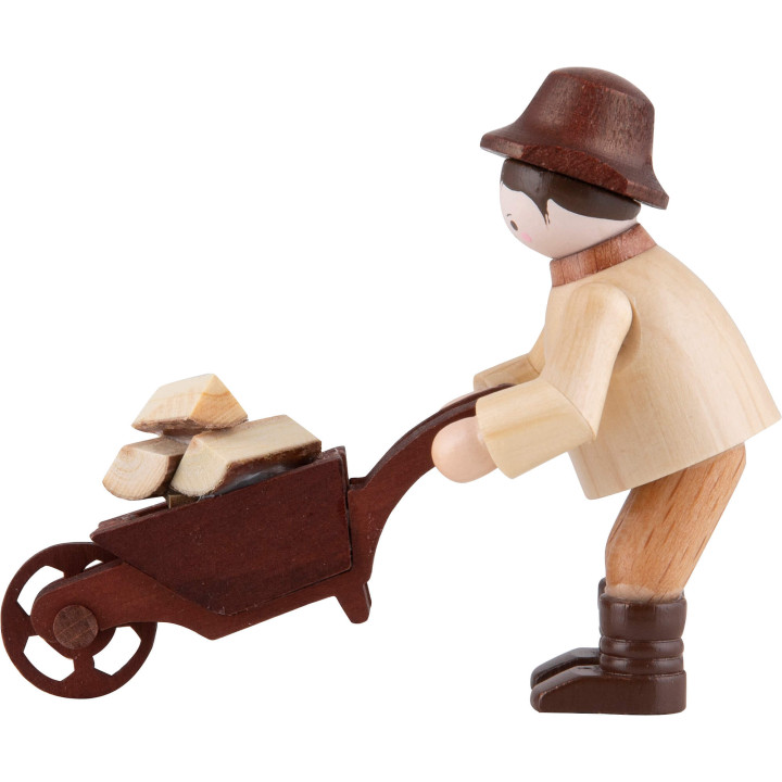 Thiel-Figur Waldmann mit Schubkarre - natur - 6 cm