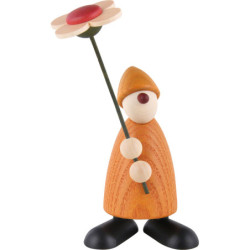 Gratulant Phillip mit Blume stehend, gelb - 9 cm