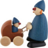 Well-Wisher Paula with Stroller, Blue - 9 cm / 3.5 inch