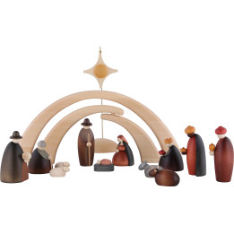 Nativity Set of 14 Pieces Including Stable and Star