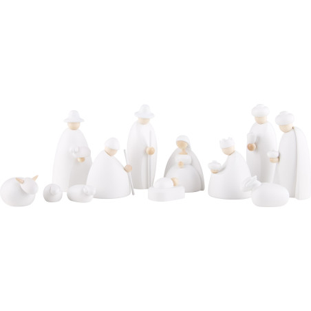 12-teiliges Krippenset, weiß - 12 cm