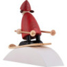 Weihnachtsfrau auf Ski mit Schneehügel - 9 cm