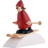 Weihnachtsfrau auf Ski mit Schneehügel - 9 cm