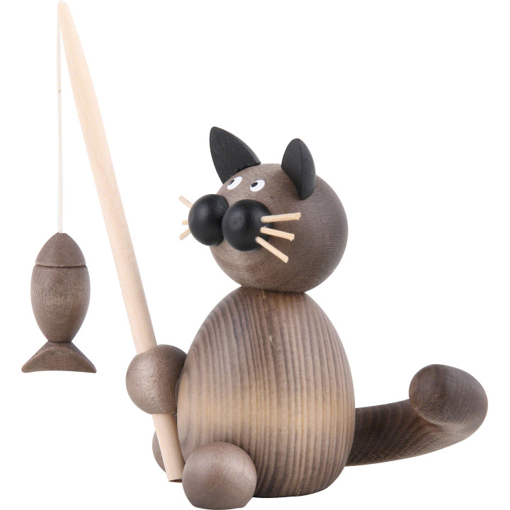 Cat Karli with Fish - 8 cm / 3.1 inch