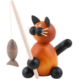 Katze Bommel mit Fisch - 8 cm