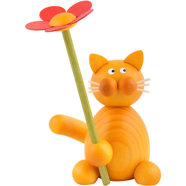 Katze Emmi mit Blume - 8 cm