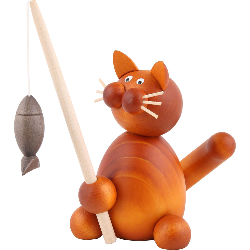Cat Charlie with Fish - 8 cm / 3.1 inch