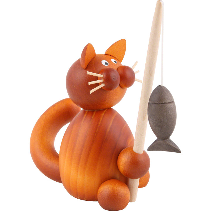 Cat Charlie with Fish - 8 cm / 3.1 inch