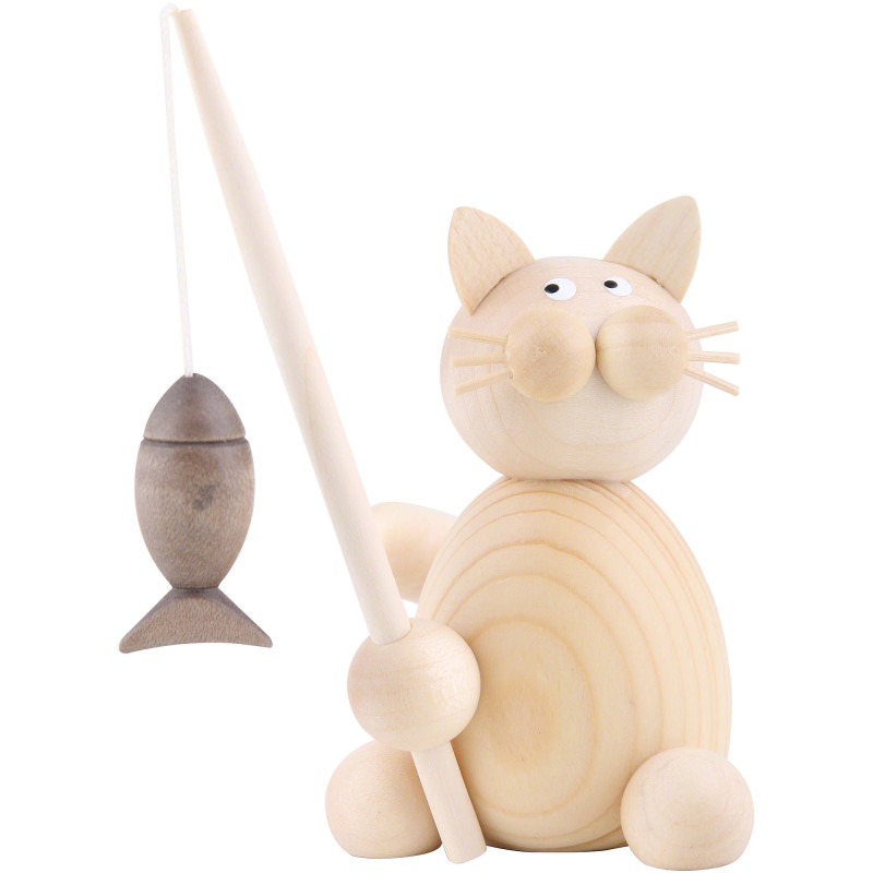 Katze Moritz mit Fisch - 8 cm