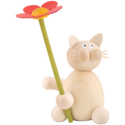 Katze Moritz mit Blume - 8 cm