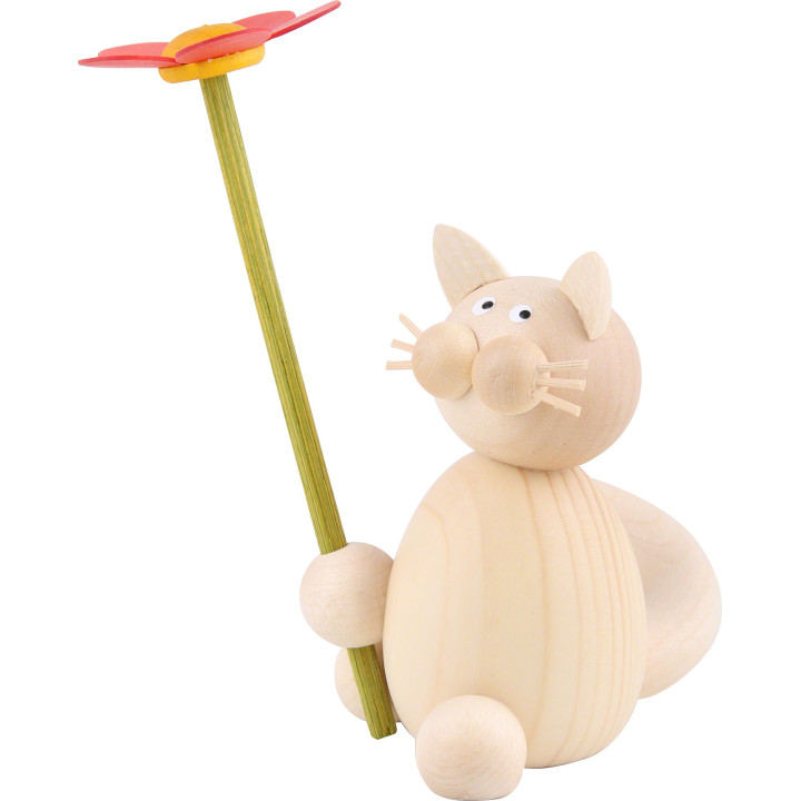 Cat Moritz with Flower - 8 cm / 3.1 inch