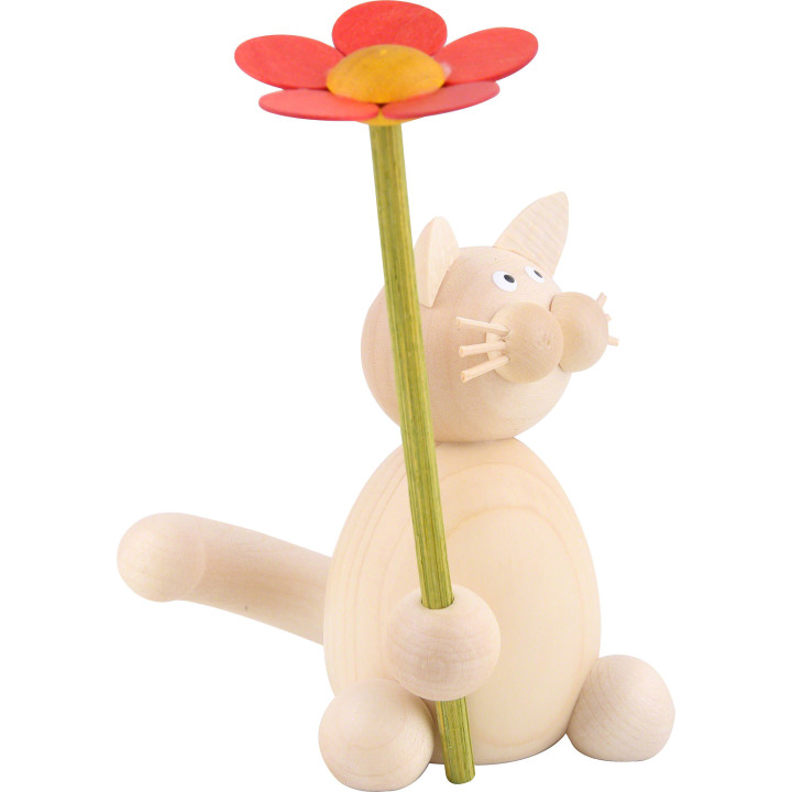 Katze Moritz mit Blume - 8 cm