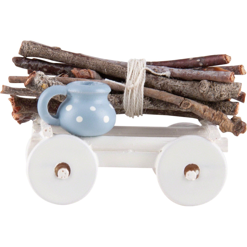 Hand Cart with Wood Bundle - 1,6 cm / 0.6 inch