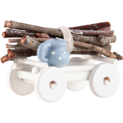 Hand Cart with Wood Bundle - 1,6 cm / 0.6 inch