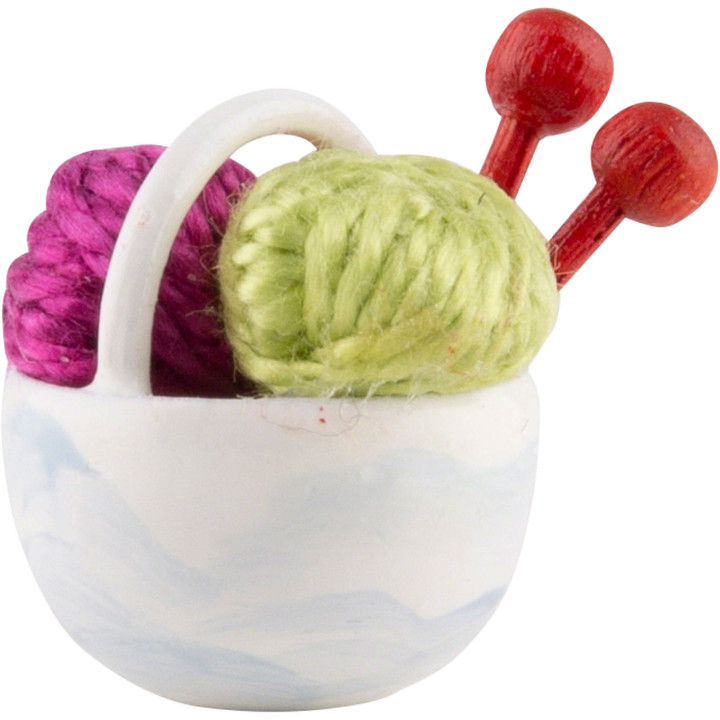 Little Basket with Wool, Pink - 1,5 cm / 0.6 inch