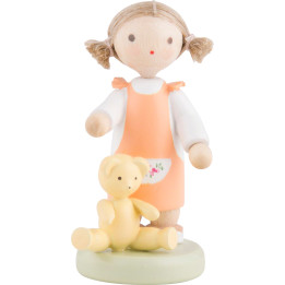 Flachshaarkinder Mädchen mit Teddy - 5 cm