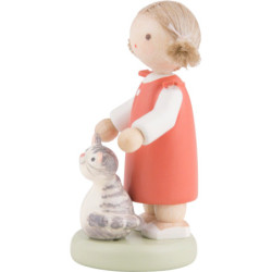 Flachshaarkinder Mädchen mit Kätzchen - 5 cm