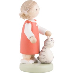Flachshaarkinder Mädchen mit Kätzchen - 5 cm