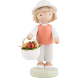 Flax Haired Children Boy with Lady Bug - 5 cm / 2 inch
